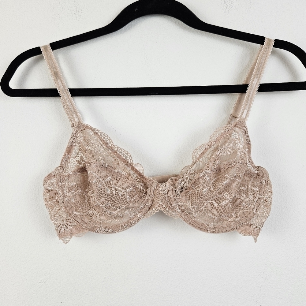 Wacoal Bra Luscious Lace UW Unlined 65197 Nude Sand Size 32C